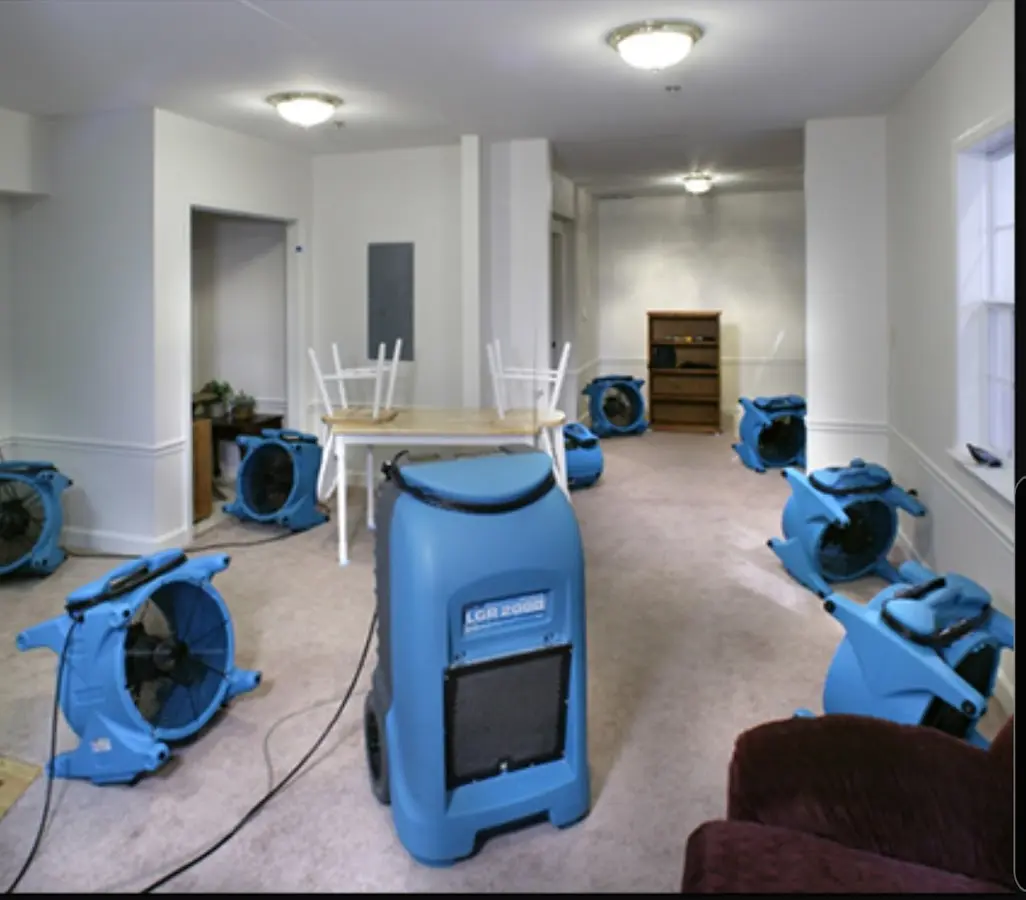 Air movers and dehumidifier setup for Water Extraction & Removal in Frankfort